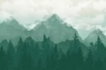 Serene Mountain Forest Wallpaper - Tranquil Green Landscape Mural - Image 3