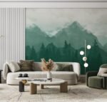 Serene Mountain Forest Wallpaper - Tranquil Green Landscape Mural - Image 6