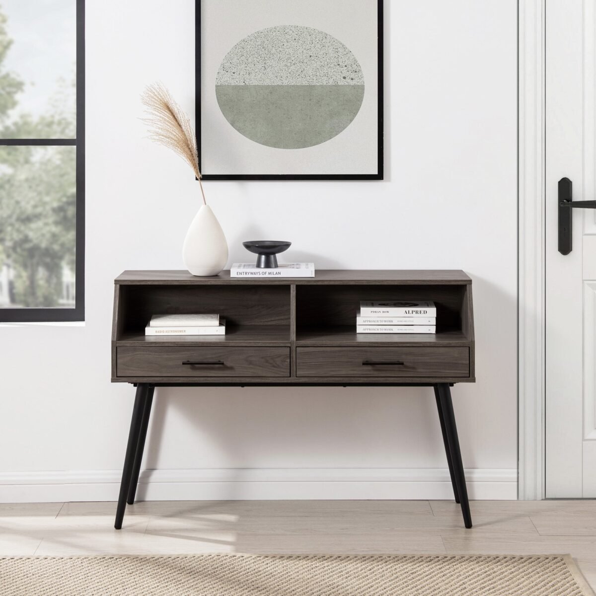 44" Contemporary 2-Drawer Entry Table - Image 1