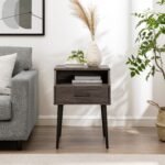 18" 1-Drawer Contemporary Side Table with Open Storage - Image 3
