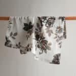 Set of 4 Handcrafted Linen Eggplant Napkins with Grey Rose Accents – Elegant Table Decor - Image 8