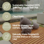 Airstream Oiled Teak Shower and Bath Mat with Rounded Edge 30″ x 30″ - Image 5