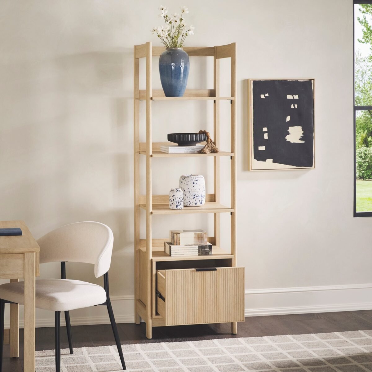 Holmes Modern Scandinavian Reeded Bookshelf - Image 8