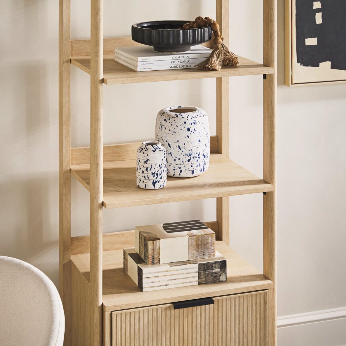 Holmes Modern Scandinavian Reeded Bookshelf - Image 7