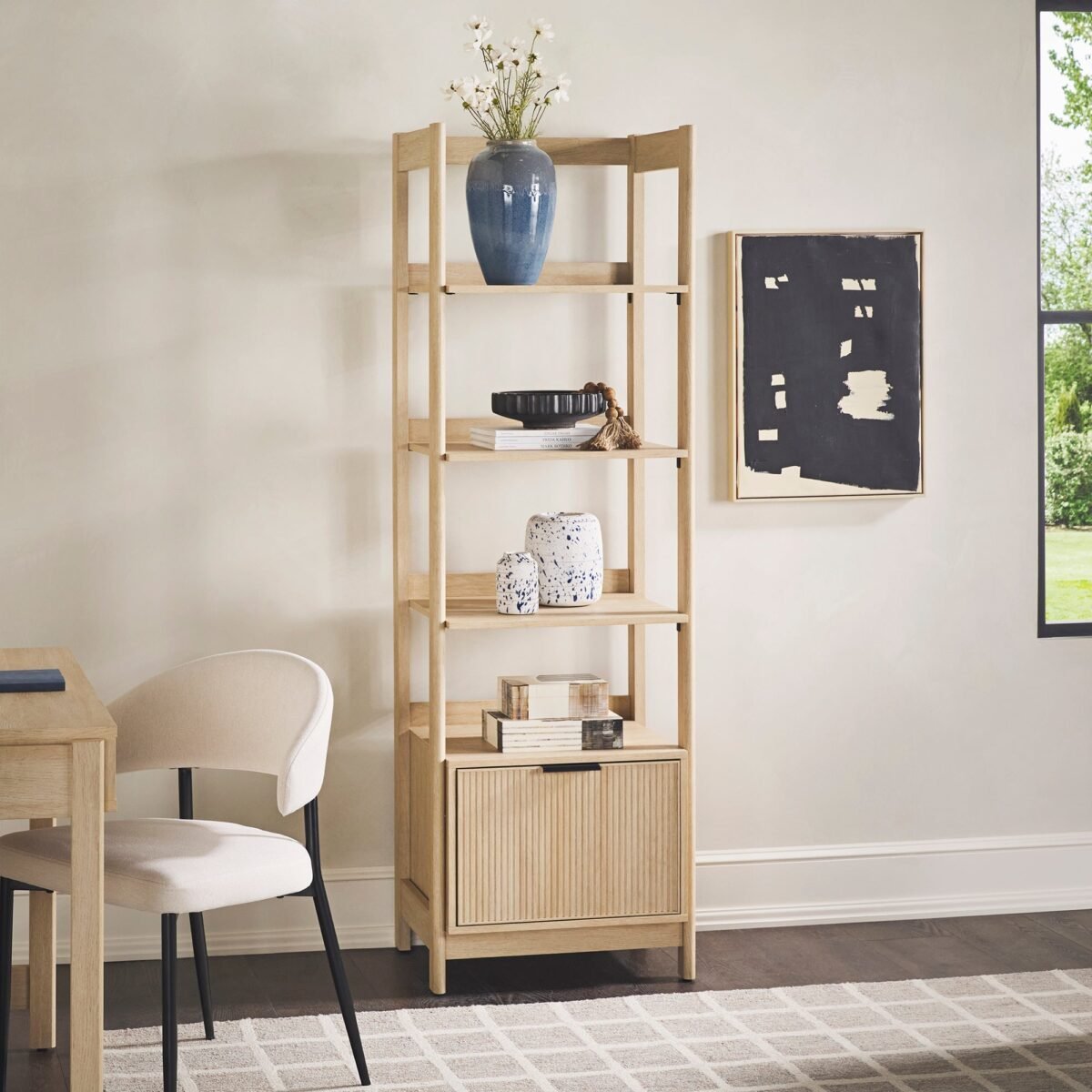 Holmes Modern Scandinavian Reeded Bookshelf - Image 1