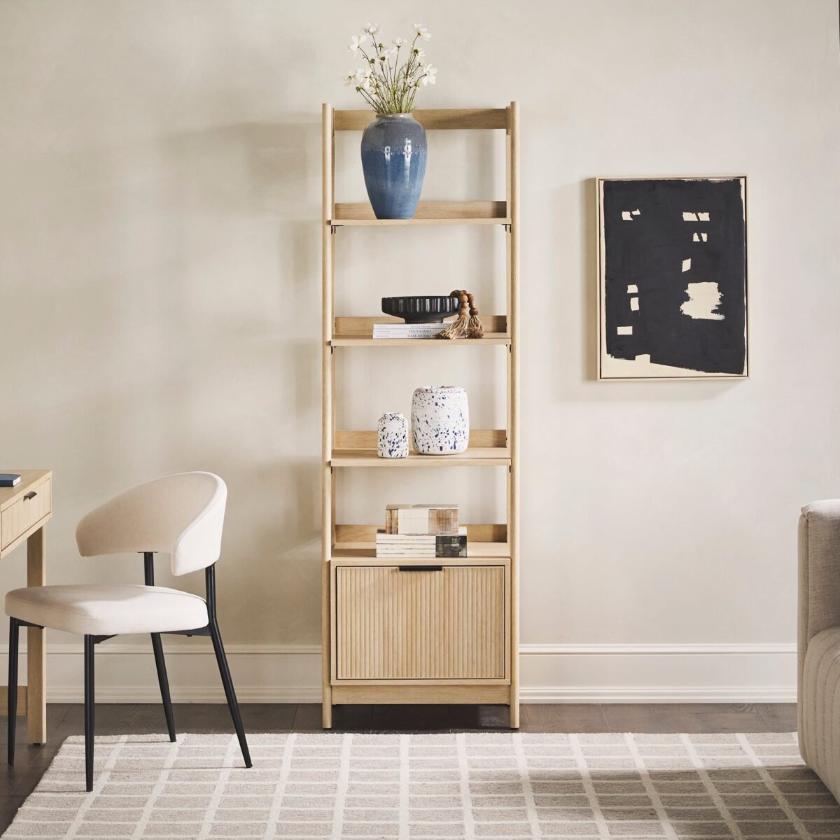Holmes Modern Scandinavian Reeded Bookshelf - Image 3