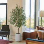Artificial 7' Olive Tree with Artisan Mediterranean Planter - Image 2