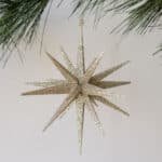 Set of 4 6" Gold Glitter Starburst Ornaments for Festive Holiday Decor
