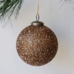 Set of 4 Handcrafted 4" Antique Bronze Beaded Glass Ornaments with Jute Hanger and Antique Topper