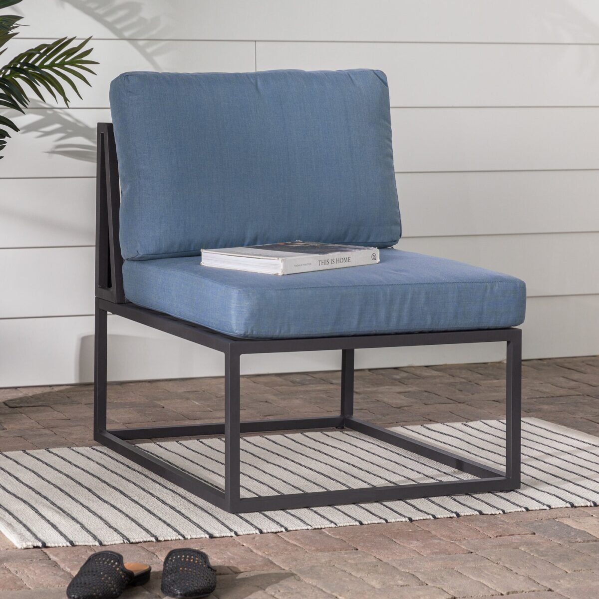 Trinidad Outdoor Modern Modular Patio Side Chair - Blue - Image 1