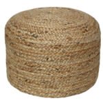 Luxury Handcrafted Round Braided Jute Ottoman Pouf - Eco-Friendly Bohemian Home Accent