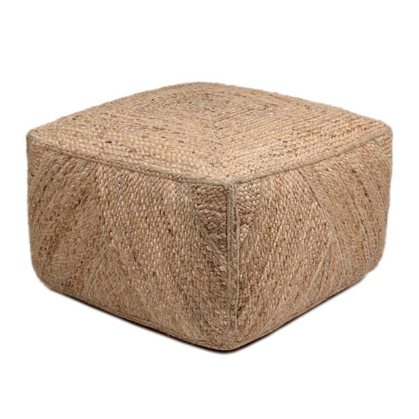 Handmade Square Braided Jute Ottoman Pouf - Artisanal Accent for Stylish Interiors
