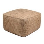 Handmade Square Braided Jute Ottoman Pouf - Artisanal Accent for Stylish Interiors