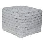 Handcrafted CG Hunter Square Striped Woven Ottoman Pouf - Artisanal Style & Versatile Comfort