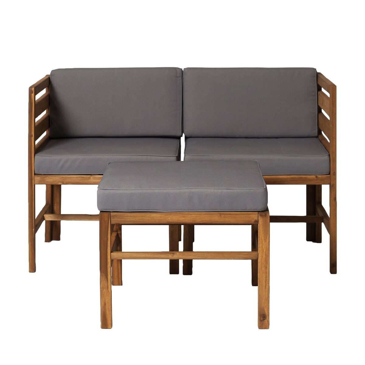Sanibel 3-Piece Modular Acacia Chairs and Ottoman - Image 4