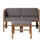 Sanibel 3-Piece Modular Acacia Chairs and Ottoman - Image 4