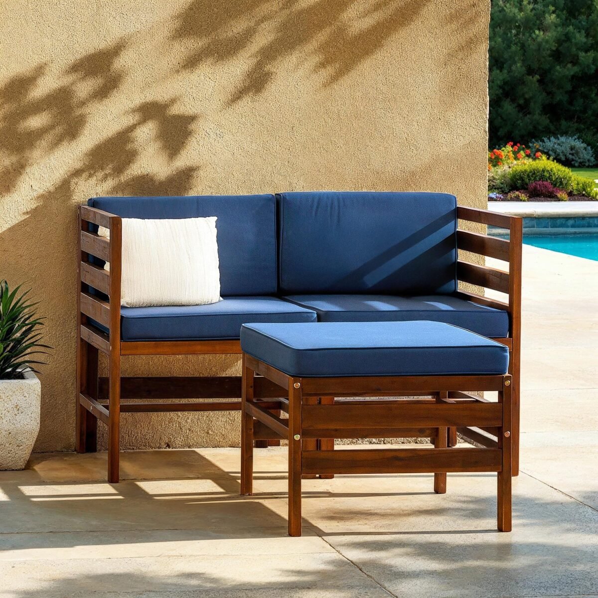 Sanibel 3-Piece Modular Acacia Chairs and Ottoman - Image 7
