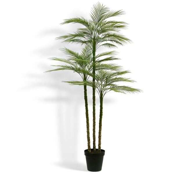 7' CG Hunter Artificial Palm Tree in Sleek Black 9.5" Grower Pot - Lifelike Tropical Decor