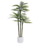 7' CG Hunter Artificial Palm Tree in Sleek Black 9.5" Grower Pot - Lifelike Tropical Decor - Image 10