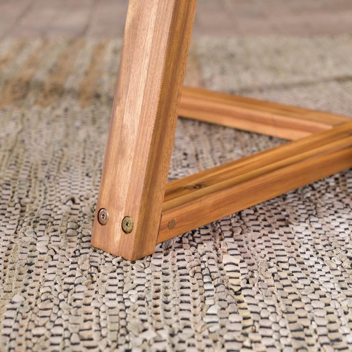 Prenton Modern Slat-Top Patio Round Dining Table - Image 10