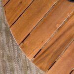 Prenton Modern Slat-Top Patio Round Dining Table - Image 9