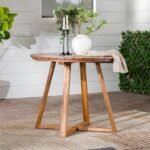 Prenton Modern Slat-Top Patio Round Dining Table - Image 6