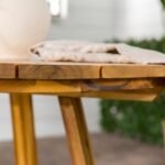 Prenton Modern Slat-Top Patio Round Dining Table - Image 3