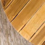 Prenton Modern Slat-Top Patio Round Dining Table - Image 4