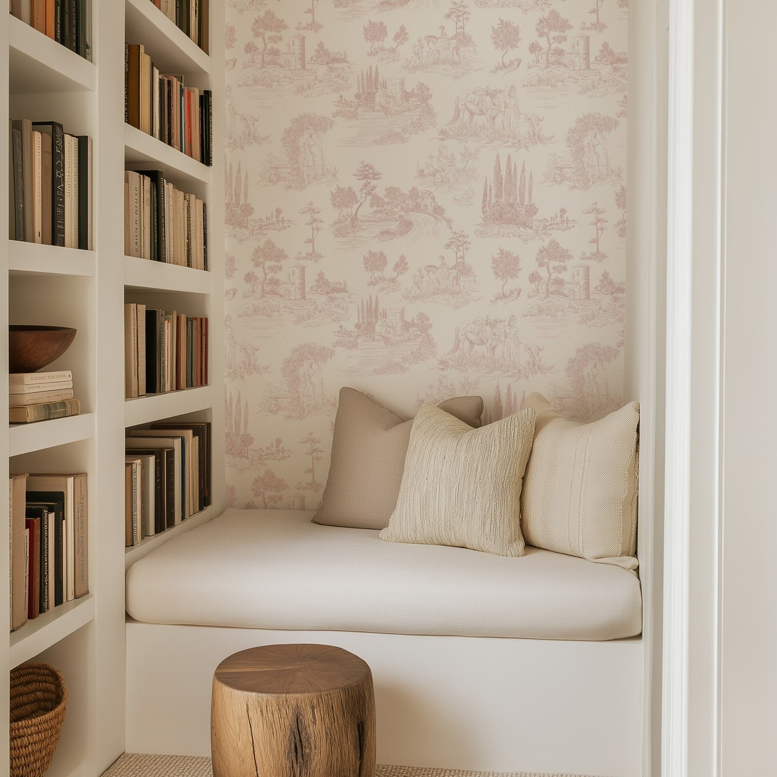 Pastoral Romance - Pale Pink Toile Landscape Wallpaper - Image 5