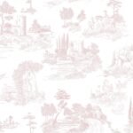 Pastoral Romance - Pale Pink Toile Landscape Wallpaper - Image 2