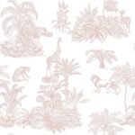 Pale Pink Safari Toile Wallpaper - Image 2