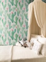 Green Cactus Watercolor Wallpaper - Image 3