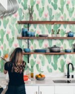 Green Cactus Watercolor Wallpaper - Image 5