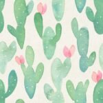 Green Cactus Watercolor Wallpaper - Image 2