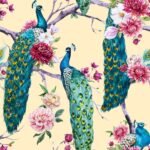 Peacock and Pink Magnolia Peel and Stick and Traditional Wallpaper - Image 2