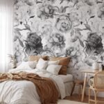 Black and White Peony Wallpaper - Image 4