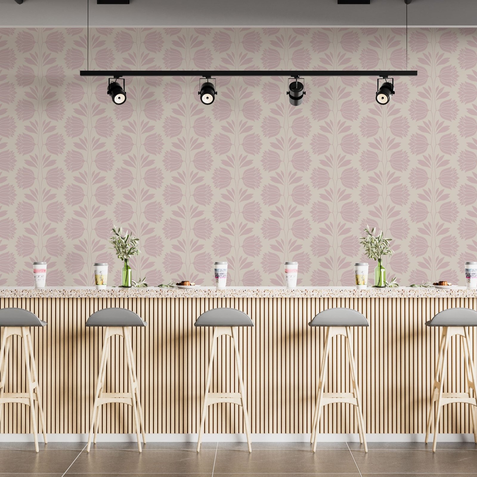 Soft Pink Botanical Wallpaper - Vintage Floral Wall Decor - Image 6