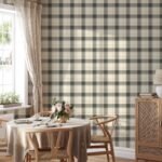 Classic Beige and Gray Plaid Wallpaper - Peel and Stick Wallpaper - Image 2