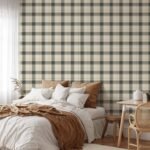 Classic Beige and Gray Plaid Wallpaper - Peel and Stick Wallpaper - Image 3