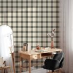 Classic Beige and Gray Plaid Wallpaper - Peel and Stick Wallpaper - Image 5