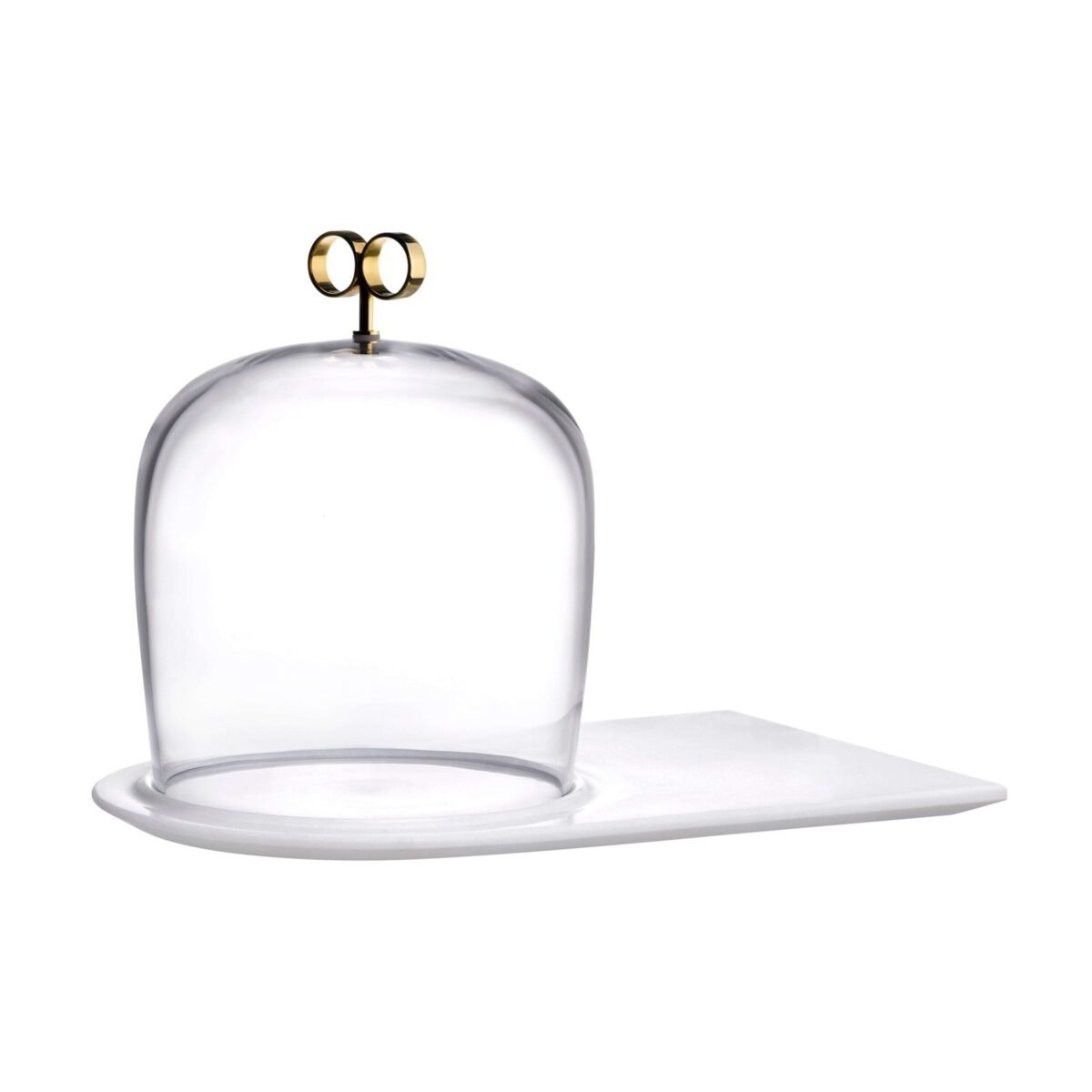 Cupola Cake Dome High with Brass Handle and Marble Base - Image 1