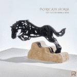 Intricate Metal Running Horse Cut-Out on Marble Base - Image 6