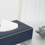 Faux Leather Tissue Box, Navy Blue - Image 2
