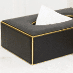 Faux Leather Tissue Box, Black - Image 2