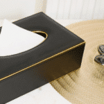 Faux Leather Tissue Box, Black - Image 4