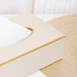 Faux Leather Tissue Box, Beige - Image 2