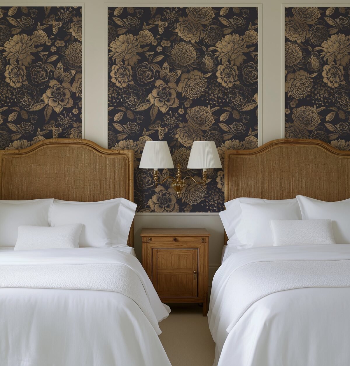 Vintage Flower Wallpaper Non-metallic gold - Image 1