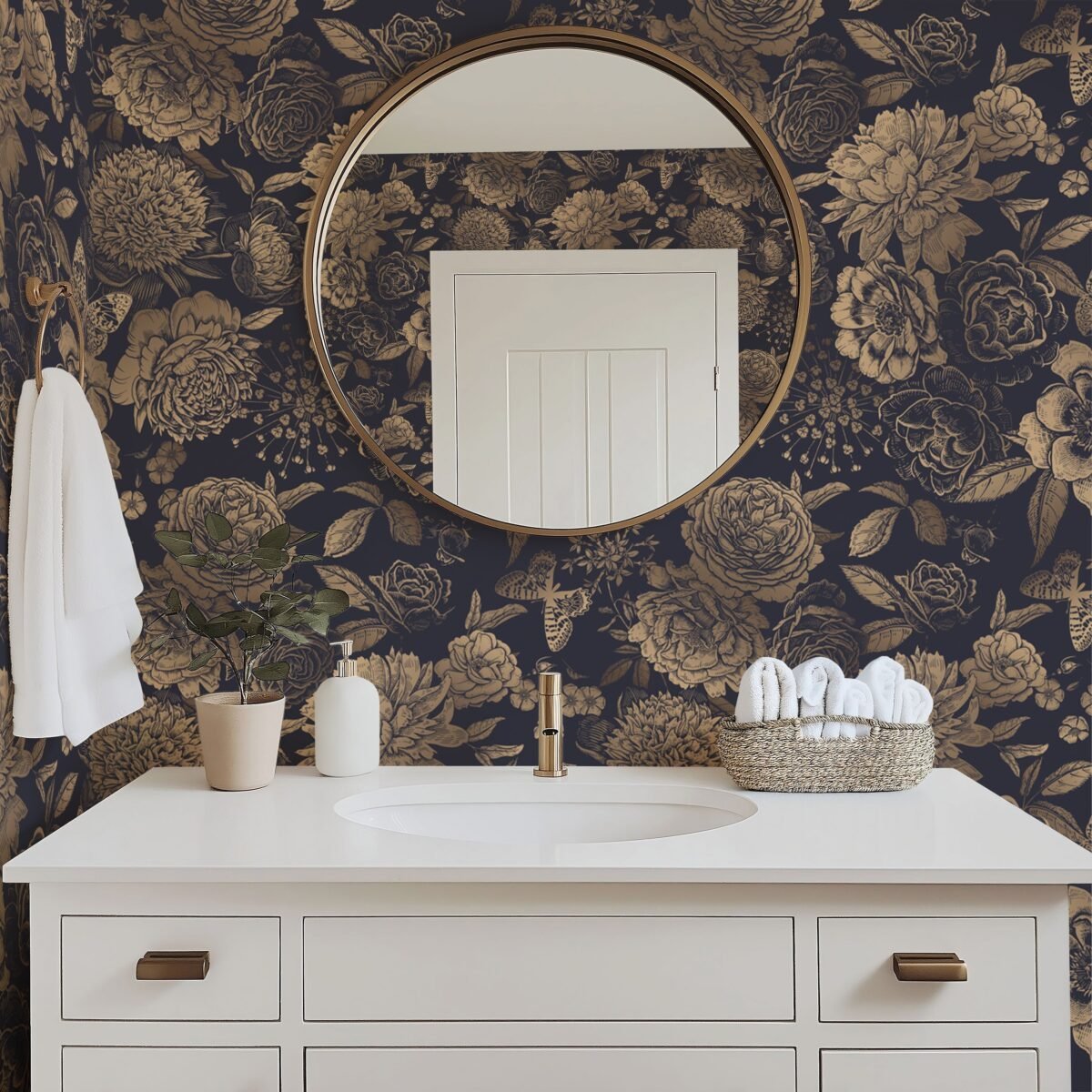 Vintage Flower Wallpaper Non-metallic gold - Image 4