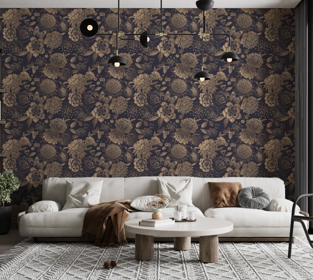 Vintage Flower Wallpaper Non-metallic gold - Image 8