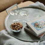 Handcrafted 24" Round Aluminum Serving Tray with Handles - Elegant Pewter Finish